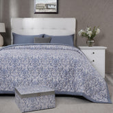 PBS Vintage Chic Dawson 6 Pcs Quilt Set /Quilted Bed Cover Blue