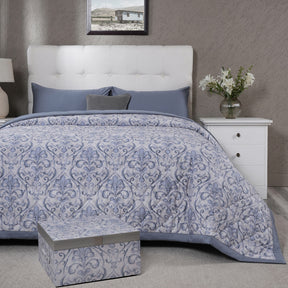 PBS Vintage Chic Dawson 6 Pcs Quilt Set /Quilted Bed Cover Blue