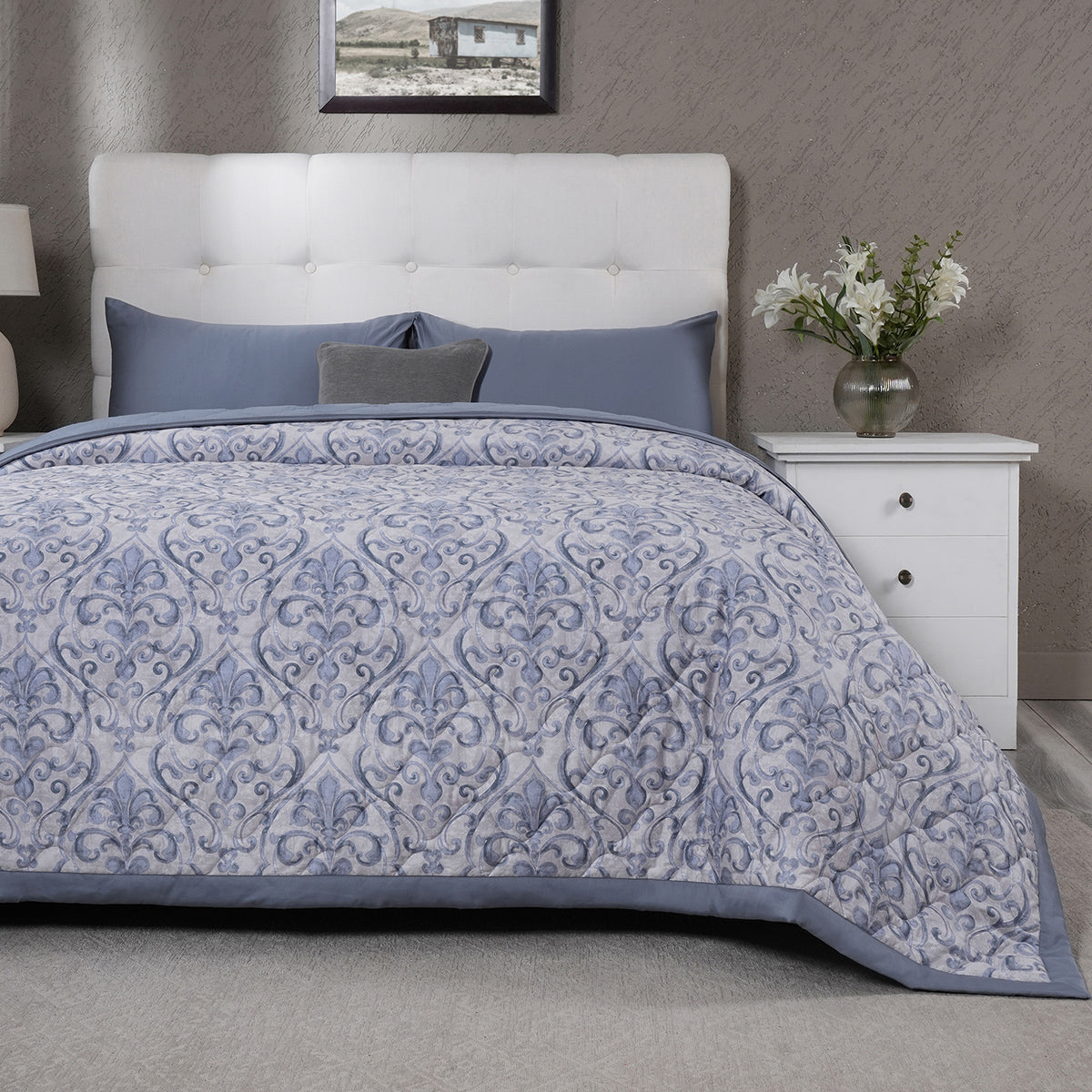PBS Vintage Chic Dawson 6 Pcs Quilt Set /Quilted Bed Cover Blue