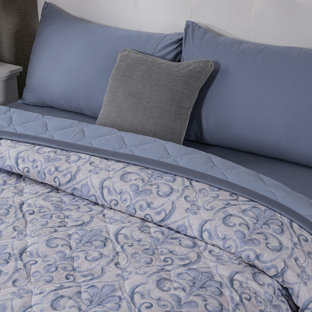PBS Vintage Chic Dawson 6 Pcs Quilt Set /Quilted Bed Cover Blue