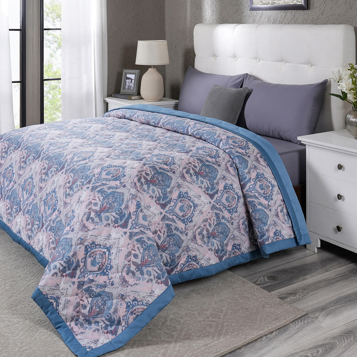 PBS Vintage Chic Edmund 6 Pcs Quilt Set /Quilted Bed Cover Blue