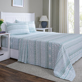 Hermosa Sensory Bloom Lennon 100% Cotton Printed Bed Sheet with Pillow Case Blue