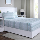 Hermosa Sensory Bloom Lennon 100% Cotton Printed Fitted Sheet with Pillow Case Blue