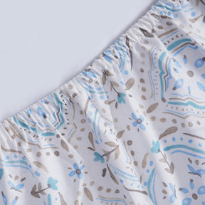 Hermosa Sensory Bloom Gareth 100% Cotton Printed Fitted Sheet with Pillow Case Blue