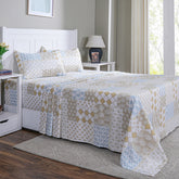 Hermosa Sensory Bloom Jude 100% Cotton Printed Bed Sheet with Pillow Case Yellow