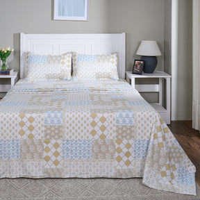 Hermosa Sensory Bloom Jude 100% Cotton Printed Bed Sheet with Pillow Case Yellow