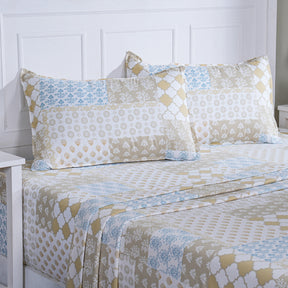 Hermosa Sensory Bloom Jude 100% Cotton Printed Bed Sheet with Pillow Case Yellow
