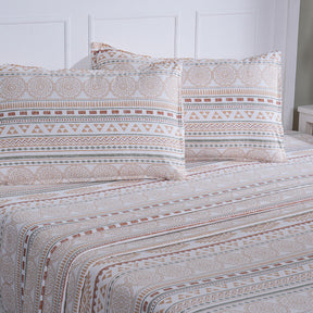 Hermosa Sensory Bloom Lennon 100% Cotton Printed Bed Sheet with Pillow Case Peach
