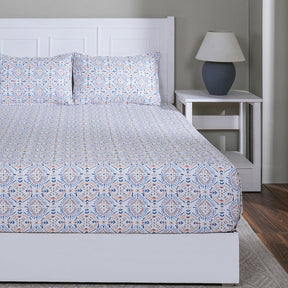 Hermosa Sensory Bloom Gareth 100% Cotton Printed Fitted Sheet with Pillow Case Orange