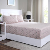 Hermosa Sensory Bloom  100% Cotton Printed Fitted Sheet with Pillow Case Peach