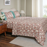 Sensory Bloom Granada 100% Cotton Red Bed Sheet with Pillow Case