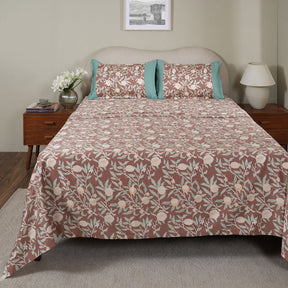 Sensory Bloom Granada 100% Cotton Red Bed Sheet with Pillow Case