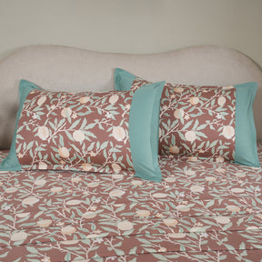 Sensory Bloom Granada 100% Cotton Red Bed Sheet with Pillow Case
