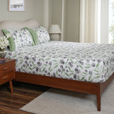 Sensory Bloom Myrtille 100% Cotton Green Fitted Sheet with Pillow Case