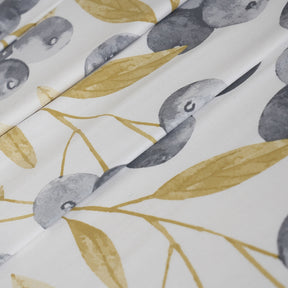 Sensory Bloom Myrtille 100% Cotton Mustard Bed Sheet with Pillow Case