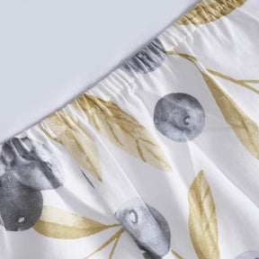 Sensory Bloom Myrtille 100% Cotton Mustard Fitted Sheet with Pillow Case