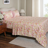 Sensory Bloom Zesty 100% Cotton Pink Bed Sheet with Pillow Case