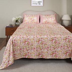 Sensory Bloom Zesty 100% Cotton Pink Bed Sheet with Pillow Case