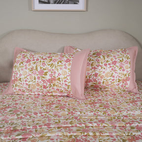 Sensory Bloom Zesty 100% Cotton Pink Bed Sheet with Pillow Case