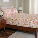 Sensory Bloom Zesty 100% Cotton Pink Fitted Sheet with Pillow Case