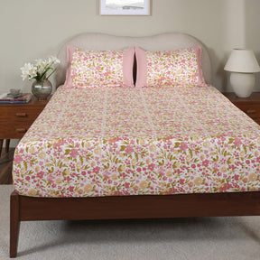 Sensory Bloom Zesty 100% Cotton Pink Fitted Sheet with Pillow Case