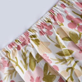 Sensory Bloom Zesty 100% Cotton Pink Fitted Sheet with Pillow Case