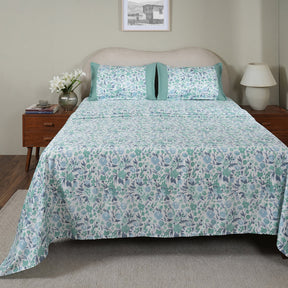 Sensory Bloom Zesty 100% Cotton Aqua Bed Sheet with Pillow Case