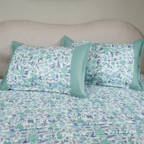 Sensory Bloom Zesty 100% Cotton Aqua Bed Sheet with Pillow Case