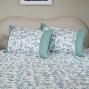Sensory Bloom Blooming Petals 100% Cotton Blue Bed Sheet with Pillow Case
