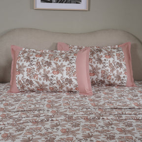 Sensory Bloom Fruity Foliage Pink Bed Sheet with Pillow Case