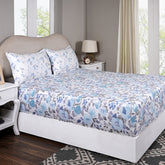 Sensory Bloom Florencia 100% Cotton Blue Fitted Sheet with Pillow Case