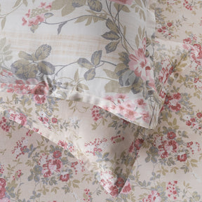Sensory Bloom Flowerland 100% Cotton Red Bed Sheet with Pillow Case