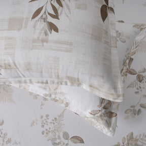Sensory Bloom Edenia 100% Cotton Brown Bed Sheet with Pillow Case
