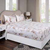 Sensory Bloom Edenia 100% Cotton Brown Fitted Sheet with Pillow Case