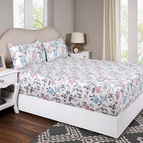 Sensory Bloom Blossom Meadow 100% Cotton Blue Fitted Sheet with Pillow Case