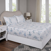 Sensory Bloom Edenia 100% Cotton Blue Fitted Sheet with Pillow Case
