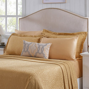 Classical Ornate Acorus Bliss Blend Cotton 8pcs Bed Cover Set Gold