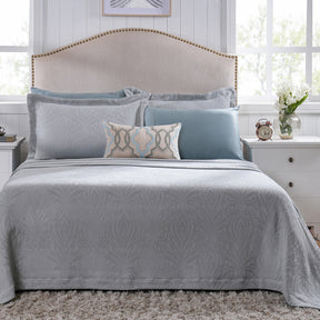 Classical Ornate Acorus Bliss Blend Cotton 8pcs Bed Cover Set Blue