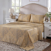 Classical Ornate Baroque Feathering Bed Sheet with Pillow Case Gold