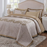 Classical Ornate Seamless Scroll Quilt/Quilted Bed Cover Gold
