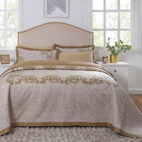 Classical Ornate Seamless Scroll Quilt/Quilted Bed Cover Gold