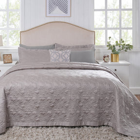 8pcs Quilt/Qulited Bed Cover Set Neutral Classical Ornate Twirls & Swirls