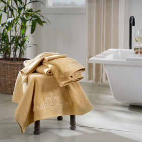 Classic Trope Embroidery 100% Cotton Towel Set Gold