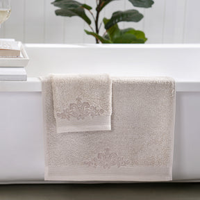 Classic Trope Embroidery 100% Cotton Towel Set Neutral