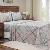 Eclectic Geo Rhombus Digital Print 100% Cotton Grey Bed Sheet with Pillow Case