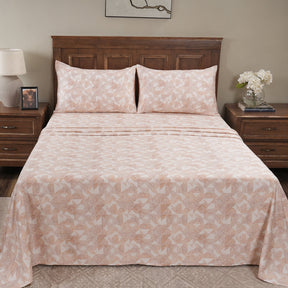 Eclectic Geo Triangle Digital Print 100% Cotton Rust Bed Sheet with Pillow Case
