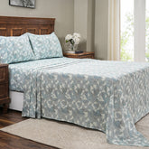 Eclectic Geo Triangle Digital Print 100% Cotton Blue Bed Sheet with Pillow Case
