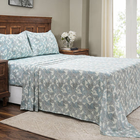 Eclectic Geo Triangle Digital Print 100% Cotton Blue Bed Sheet with Pillow Case