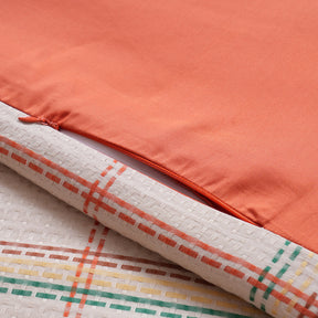 Eclectic Geo Mosaic Plaid Woven 100% Cotton Rust Duvet Cover with Pillow Case