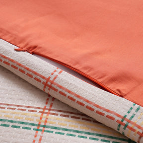 Eclectic Geo Mosaic Plaid Woven 100% Cotton Rust 8 pcs Duvet Cover Set